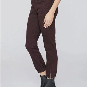 PAIGE Maysile Cropped Jogger Pants Womens Size 27 Vintage Black Cherry Ankle